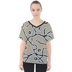 Sketchy Abstract Artistic Print Design V-neck Dolman Drape Top by dflcprintsclothing