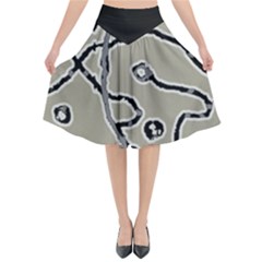 Sketchy Abstract Artistic Print Design Flared Midi Skirt