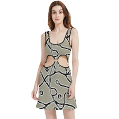 Sketchy Abstract Artistic Print Design Velour Cutout Dress by dflcprintsclothing