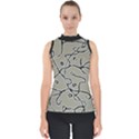 Sketchy abstract artistic print design Mock Neck Shell Top View1