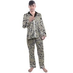 Sketchy Abstract Artistic Print Design Men s Long Sleeve Satin Pajamas Set by dflcprintsclothing