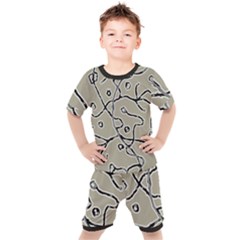 Sketchy Abstract Artistic Print Design Kids  T-shirt And Shorts Set by dflcprintsclothing