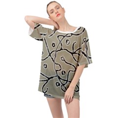 Sketchy Abstract Artistic Print Design Oversized Chiffon Top