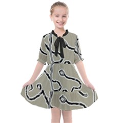 Sketchy Abstract Artistic Print Design Kids  All Frills Chiffon Dress by dflcprintsclothing