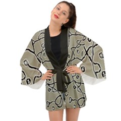 Sketchy Abstract Artistic Print Design Long Sleeve Kimono by dflcprintsclothing