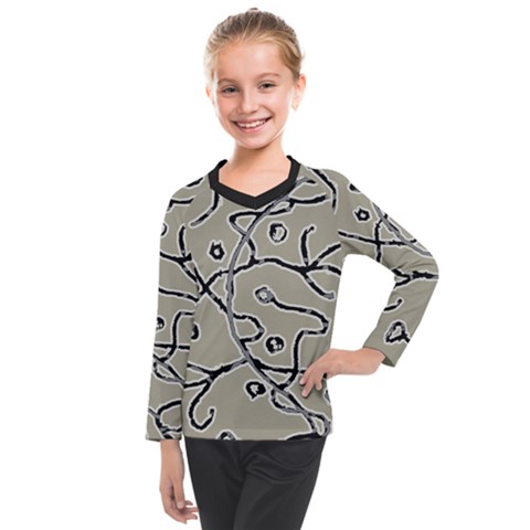 Sketchy Abstract Artistic Print Design Kids  Long Mesh T-shirt by dflcprintsclothing