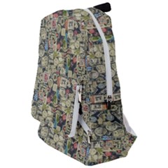 Sticker Collage Motif Pattern Black Backgrond Travelers  Backpack