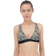 Sticker Collage Motif Pattern Black Backgrond Classic Banded Bikini Top