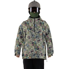 Sticker Collage Motif Pattern Black Backgrond Men s Ski And Snowboard Waterproof Breathable Jacket by dflcprintsclothing