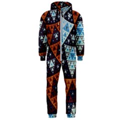 Fractal Triangle Geometric Abstract Pattern Hooded Jumpsuit (men) by Cemarart