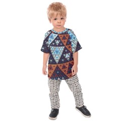 Fractal Triangle Geometric Abstract Pattern Kids  Raglan T-shirt