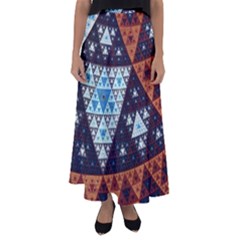 Fractal Triangle Geometric Abstract Pattern Flared Maxi Skirt by Cemarart