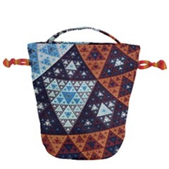 Fractal Triangle Geometric Abstract Pattern Drawstring Bucket Bag