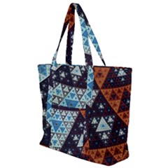 Fractal Triangle Geometric Abstract Pattern Zip Up Canvas Bag by Cemarart