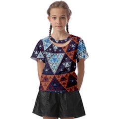 Fractal Triangle Geometric Abstract Pattern Kids  Front Cut T-shirt