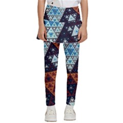 Fractal Triangle Geometric Abstract Pattern Kids  Skirted Pants