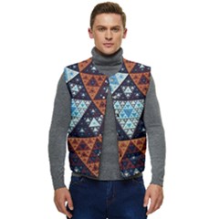 Fractal Triangle Geometric Abstract Pattern Men s Button Up Puffer Vest	