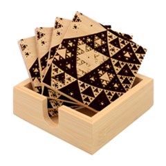 Fractal Triangle Geometric Abstract Pattern Bamboo Coaster Set