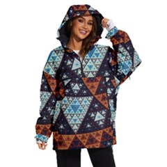 Fractal Triangle Geometric Abstract Pattern Women s Ski And Snowboard Waterproof Breathable Jacket by Cemarart