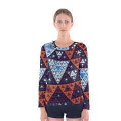 Fractal Triangle Geometric Abstract Pattern Women s Long Sleeve T-shirt