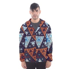 Fractal Triangle Geometric Abstract Pattern Men s Hooded Windbreaker