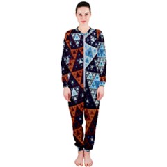 Fractal Triangle Geometric Abstract Pattern Onepiece Jumpsuit (ladies) by Cemarart