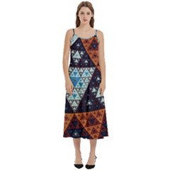 Fractal Triangle Geometric Abstract Pattern Casual Spaghetti Strap Midi Dress