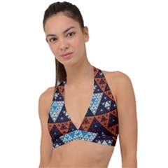 Fractal Triangle Geometric Abstract Pattern Halter Plunge Bikini Top