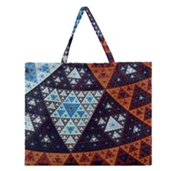 Fractal Triangle Geometric Abstract Pattern Zipper Large Tote Bag