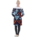 Fractal Triangle Geometric Abstract Pattern Longline Hooded Cardigan View2