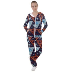 Fractal Triangle Geometric Abstract Pattern Women s Tracksuit by Cemarart