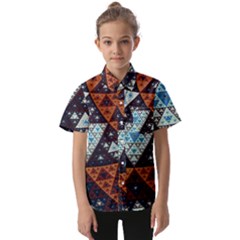 Fractal Triangle Geometric Abstract Pattern Kids  Short Sleeve Shirt