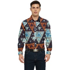 Fractal Triangle Geometric Abstract Pattern Men s Long Sleeve  Shirt