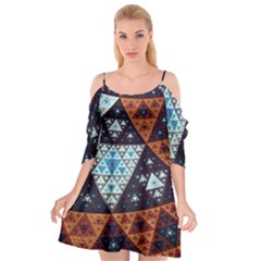 Fractal Triangle Geometric Abstract Pattern Cutout Spaghetti Strap Chiffon Dress