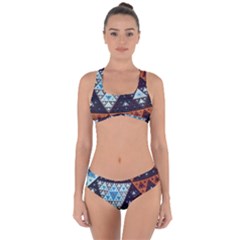 Fractal Triangle Geometric Abstract Pattern Criss Cross Bikini Set