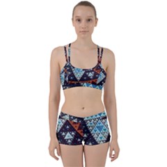 Fractal Triangle Geometric Abstract Pattern Perfect Fit Gym Set by Cemarart
