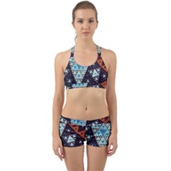 Fractal Triangle Geometric Abstract Pattern Back Web Gym Set by Cemarart