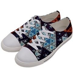 Fractal Triangle Geometric Abstract Pattern Men s Low Top Canvas Sneakers by Cemarart