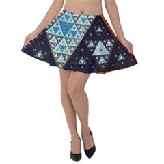 Fractal Triangle Geometric Abstract Pattern Velvet Skater Skirt
