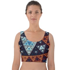 Fractal Triangle Geometric Abstract Pattern Velvet Crop Top