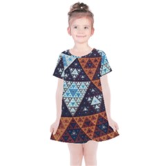 Fractal Triangle Geometric Abstract Pattern Kids  Simple Cotton Dress