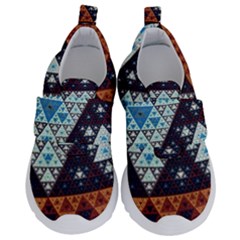 Fractal Triangle Geometric Abstract Pattern Kids  Velcro No Lace Shoes