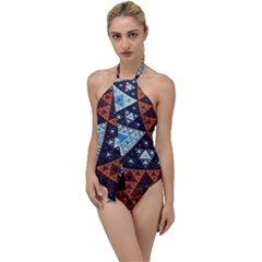 Fractal Triangle Geometric Abstract Pattern Go With The Flow One Piece Swimsuit