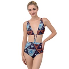 Fractal Triangle Geometric Abstract Pattern Tied Up Two Piece Swimsuit by Cemarart
