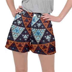 Fractal Triangle Geometric Abstract Pattern Women s Ripstop Shorts