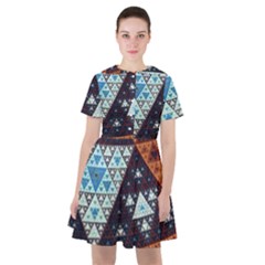 Fractal Triangle Geometric Abstract Pattern Sailor Dress