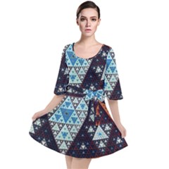 Fractal Triangle Geometric Abstract Pattern Velour Kimono Dress