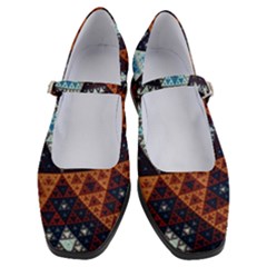 Fractal Triangle Geometric Abstract Pattern Women s Mary Jane Shoes