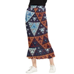 Fractal Triangle Geometric Abstract Pattern Maxi Fishtail Chiffon Skirt by Cemarart