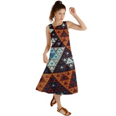 Fractal Triangle Geometric Abstract Pattern Summer Maxi Dress